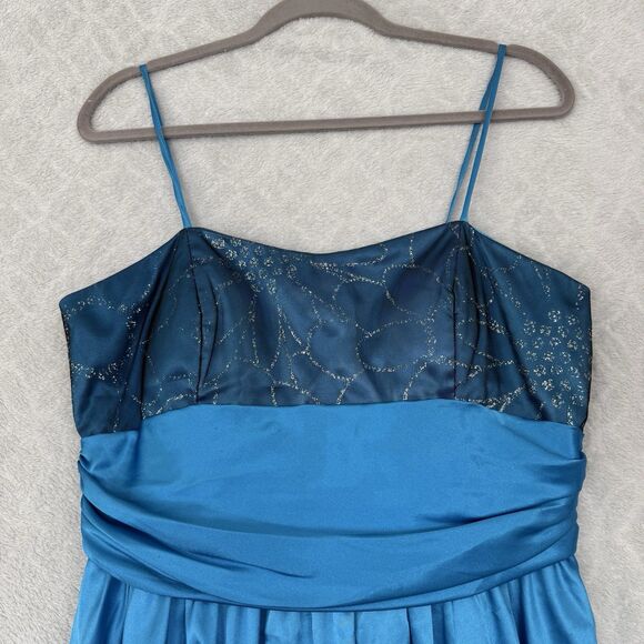 Vtg Y2K Babydoll Bubble Dress M/L? Blue Mesh Satin Sparkle Fairy Whimsy Party - Picture 2 of 12